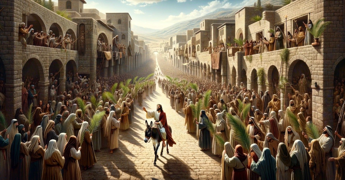 palm sunday jesus on donkey